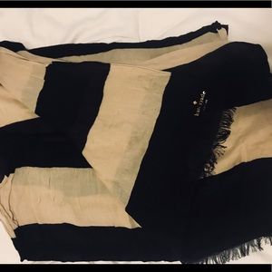 Kate Spade Lightweight Black and Tan strip Scarf